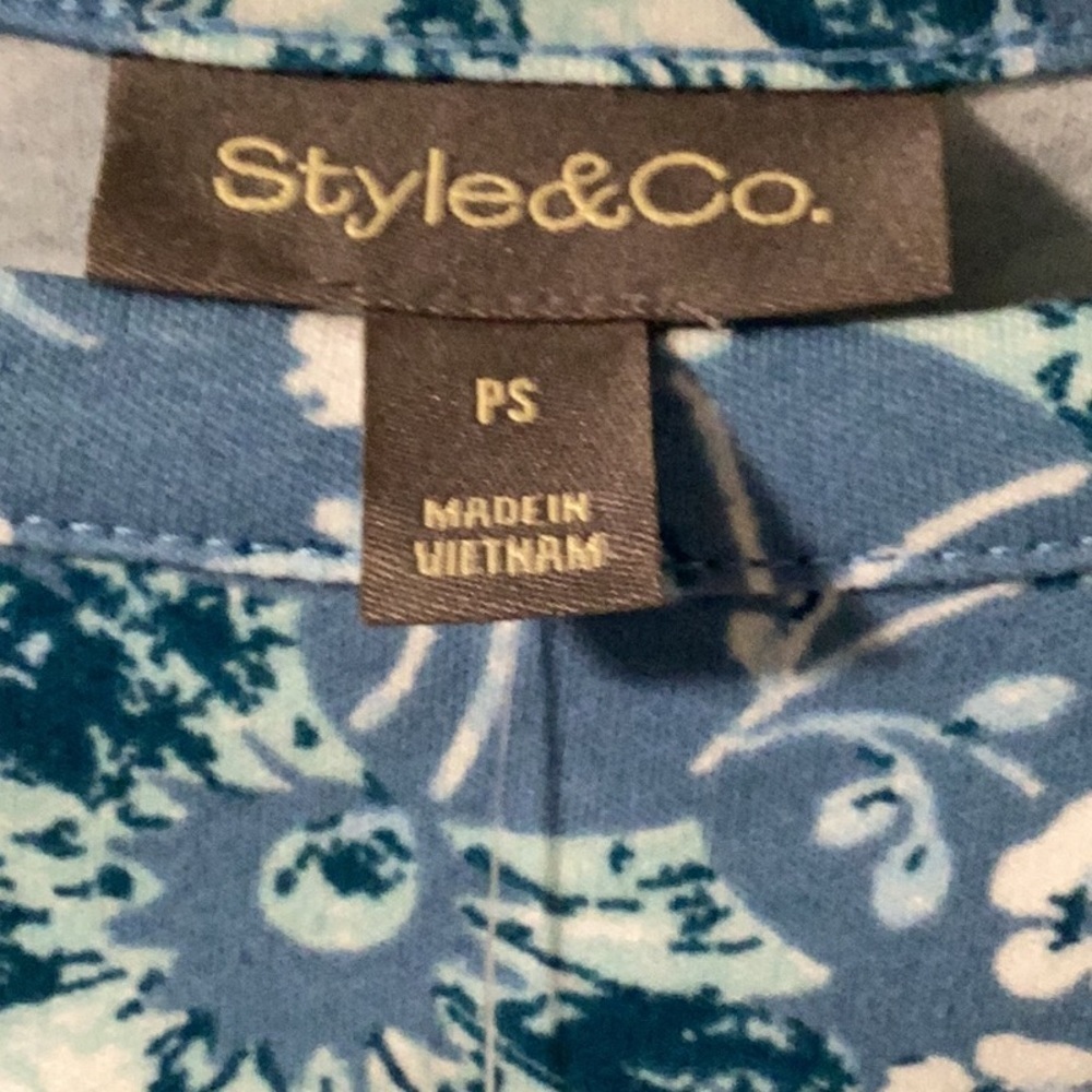 NWT Style & Co Size PS Pottery Floral 3/4-Sleeve‎ Pima Knit Top - Picture 5 of 6